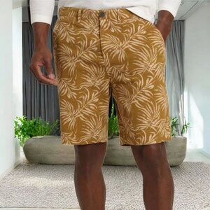 NWOT JACHS ( 32 ) BLEEKER NY Gold Leaf Printed Twill Shorts